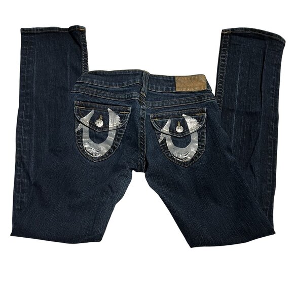 True Religion Women's Dark Wash Skinny Jeans Waist 27 - Picture 2 of 9